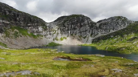 4k drone footage from stunning mountain in Northern Norway Stock Footage