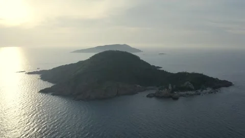4k drone footage - Sunrise over islands near Quy Nhon. Vietnam Stock Footage 342000413