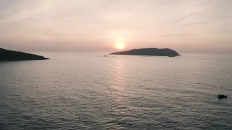4k drone footage - Sunrise over islands near Quy Nhon. Vietnam Stock-Footage 342000744