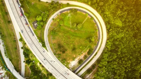4k Drone Footage topdown at junction. Stock Footage 150717754