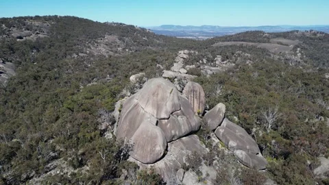 4K drone footage of the Turtle Rock granite formation Girraween National Park Stock Footage 263076152