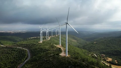 4K drone footage of windmills generating clean energy in Catalonia, Spain Stock-Footage 326860971