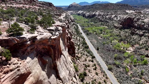 4K Drone Gliding Over Strange Clifftops Above Indian Creek Stock-Footage 313654220