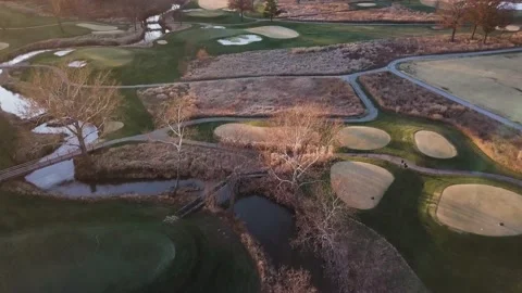 4k Drone Golden Hour at Golf Course Stock Footage 236525323