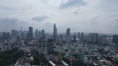 4k drone of  ho chi minh city during the day skyscrappers skyine Stock Footage 201555844