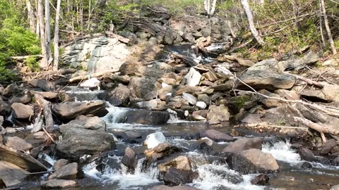 4K Drone Hovering at Bottom of Small Waterfalls, Running water 動画素材 245220407
