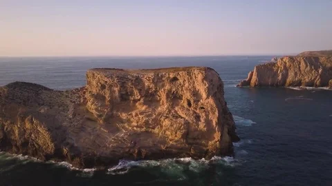 4k drone - Huge cliffs &amp; rugged coast - Algarve region of Portugal, near Lagos Stock Footage 82511483