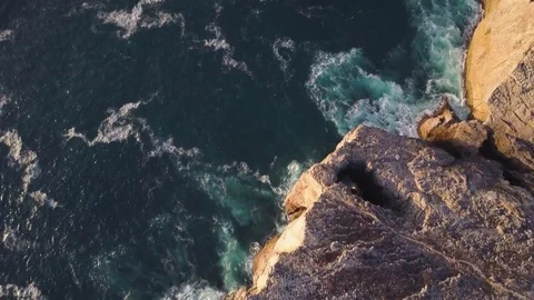 4k drone - Huge cliffs &amp; rugged coast - Algarve region of Portugal, near Lagos Stock Footage 82511940