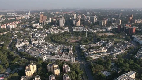 4k Drone hyperlape of Connaught Place Cp in New Delhi capital city of India  Video stock 232598076