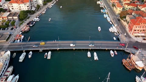 4K Drone Hyperlapse of Omiš River Bridge in Croatia Stock Footage 307609337