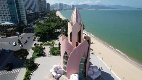 4k drone hyperlapse  shot of a beach in nha trang vietnam Video stock 201576913