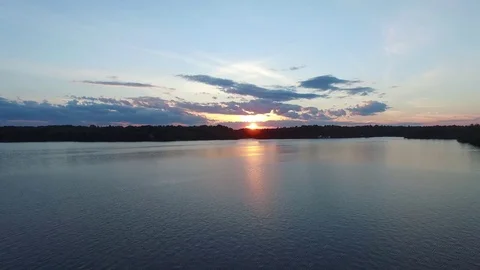 4k Drone Lake Sunset 库存影片 74040571