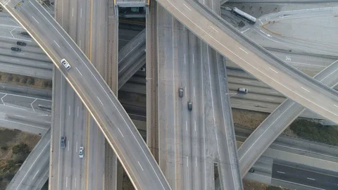 4k Drone LA's busiest intersection Stock Footage 94514198