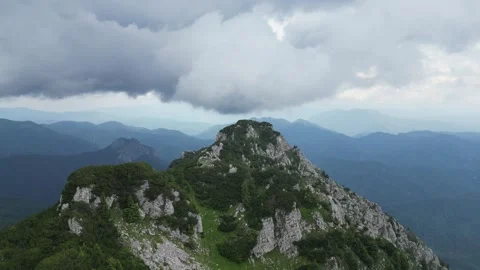4K drone linear flight toward mountain peak – cinematic alpine landscape Stock Footage 344547302