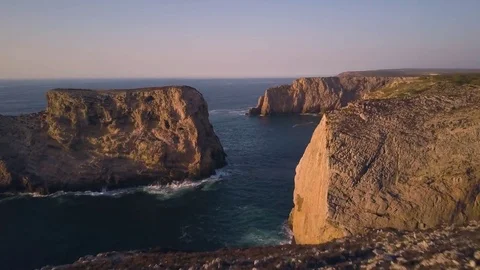 4k drone - Married couple overlooking coast, Algarve region, Portugal.  Lagos Stock Footage 82511534