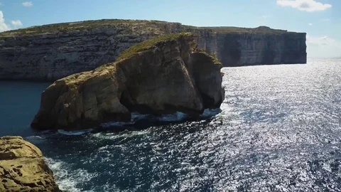 4k Drone - Massive cliffs of the island of Gozo.  Mediterranean country of Malta Stock Footage 83021890
