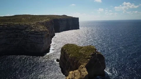 4k Drone - Massive cliffs of the island of Gozo.  Mediterranean country of Malta Stock Footage 83022034