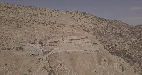 4k / Drone / monastery on hill in Iraq Stock Footage 89138570
