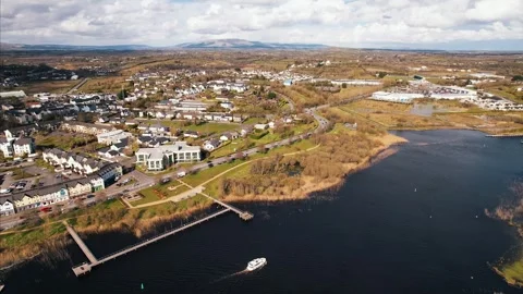 4K Drone Moving Left to Right Over Carrick-on-Shannon, Ireland Stock Footage 301581582