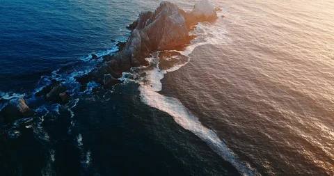 4K DRONE OCEAN SUNSET, PACIFIC, ISLAND, BEACH, WILDLIFE Stock Footage 125138487