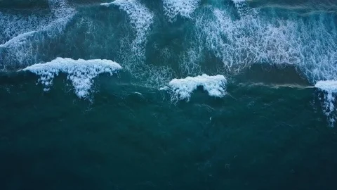 4k Drone Ocean Top View Slow Zoom Stock Footage 124295632