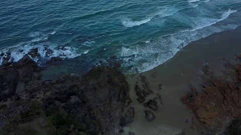4k Drone Ocean Top View Fly Over Lookout to Beach Stock Footage 124298275