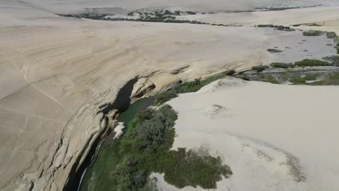 4k Drone Ocucaje Desert Oasis River Peru Stock Footage 280078367