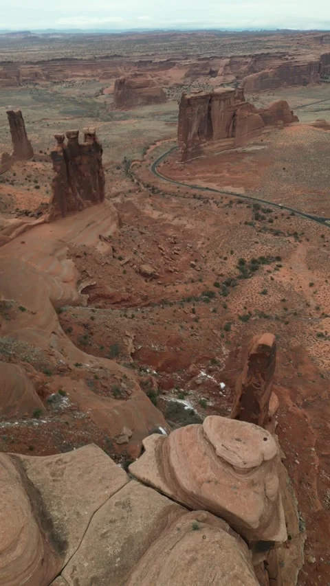 4K Drone Over Sandstone Formations, Arches National Park, Utah Stock Footage 305340232