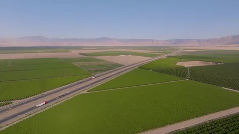 4K Drone Overhead of Interstate 5 in Central Valley, California Stock Footage 316795077