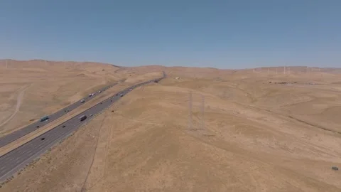 4K Drone Overhead of Interstate 5 in Central Valley, California Stock Footage 316795107