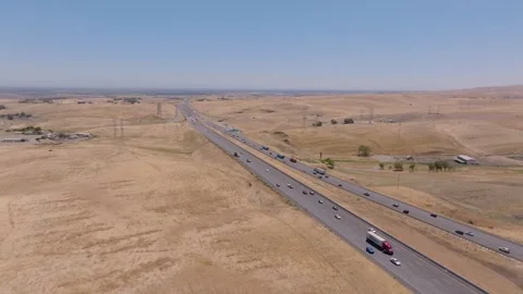4K Drone Overhead of Interstate 5 in Central Valley, California Stock Footage 316795137