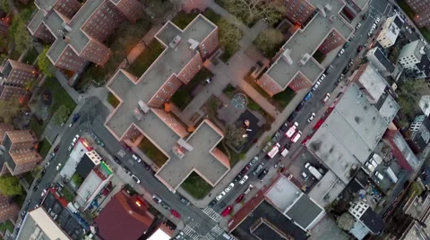 4k Drone Overhead of the Red Hook Projects at Sunset Stock Footage 50361528