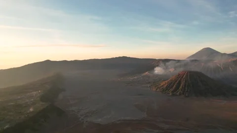 4K Drone Panoramic Video of Mount Bromo at Sunrise in East Java, Indonesia Stock Footage 296265942
