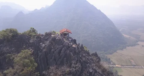 4K Drone Point of Interest, Pha Ngern Mountain, Vang Vieng, Laos Stock Footage 90661777