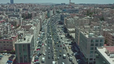 4K Drone Push-in shot for a dense busy street in Amma-Jordan 5/5/2023 Stock Footage 297229964