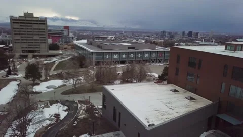 4k Drone Reveal J. Willard Marriott Library Salt Lake City Stock Footage 239792118
