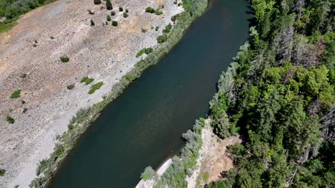4K Drone The Rogue River Looking West from Galice, Rogue-Siskyou National Forest Stock-Footage 313381742