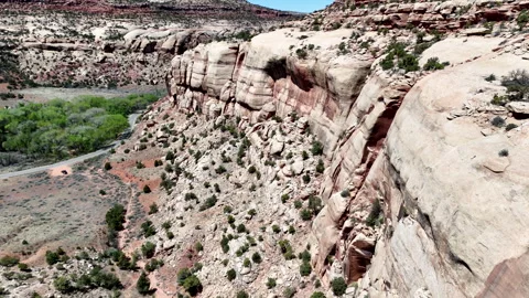 4K Drone Round Rocks Looming Over the Indian Creek Corridor Scenic Byway Stock-Footage 313652198