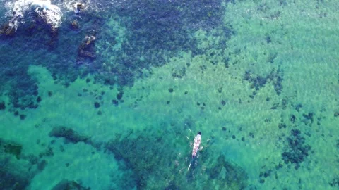 4K Drone Rowing Boat in Tropical Blue Waters Stock Footage 331626324