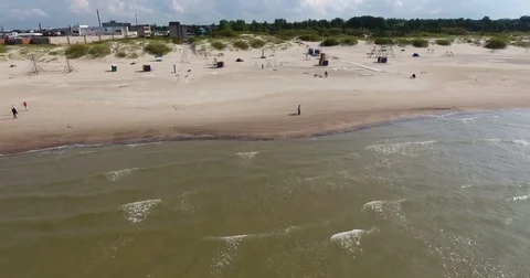 4k drone shoot of the beach on the Baltic sea Video stock 83851810