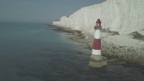 4K Drone Shot Beachy Head Lighthouse Coastline Brighton Eastbourne Sussex Stock Footage 149531852