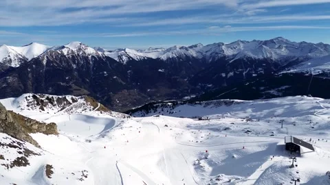 4K Drone Shot Between Ski Trails and Mountain Scenery in Bad Gastein, Austria Stock Footage 312687713