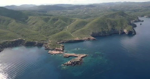 4k Drone shot of Calo de S'Illa, Ibiza Stock Footage 292644053