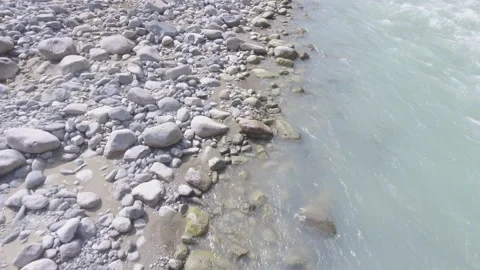 4K Drone Shot with camera tilt up over mountain river Stock Footage 149515246