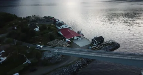 4k drone shot chasing car in lofoten norway Video stock 164620938