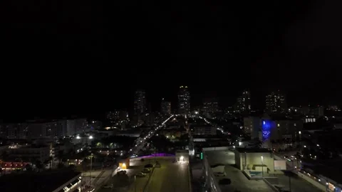 4K Drone Shot Collins Ave Aerial Night Time Miami Stock Footage 290842613