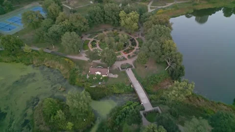 4K Drone Shot Looking Down At Loring Park Greenway Circle Minneapolis Stock Footage 225648829
