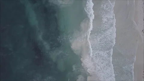 4K Drone Shot Over Beach Front Waves Crashing Video stock 129263297