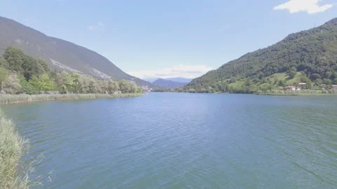 4K Drone Shot over mountain lake Stock Footage 149515861
