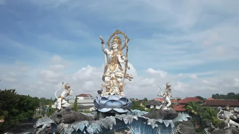 4k drone shot of statue of ram in Bali indonesia depicting a scene from ramayan Stock Footage 204005250